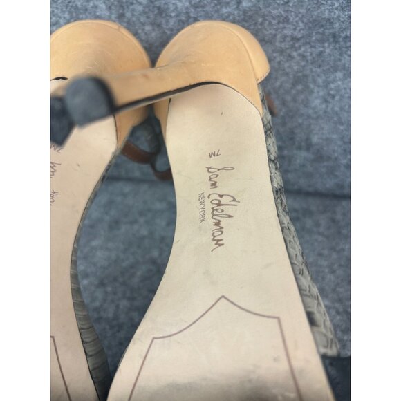 Sam Edelman Eleanor Animal Print Heels Women's 7M Brown Leather Ankle Strap - Picture 6 of 6